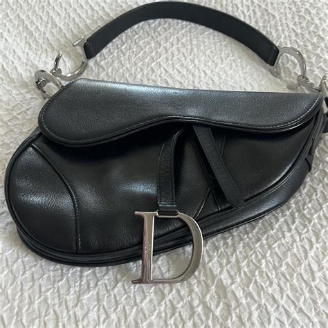 dior gaucho double saddle bag black|dior saddle bag silver hardware.